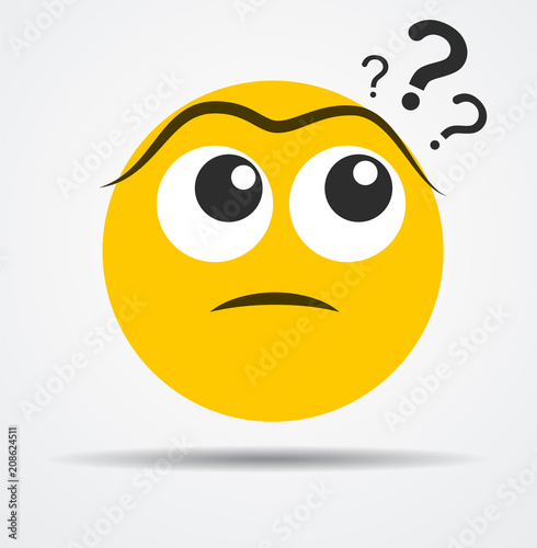 Isolated Questioning emoticon in a flat design