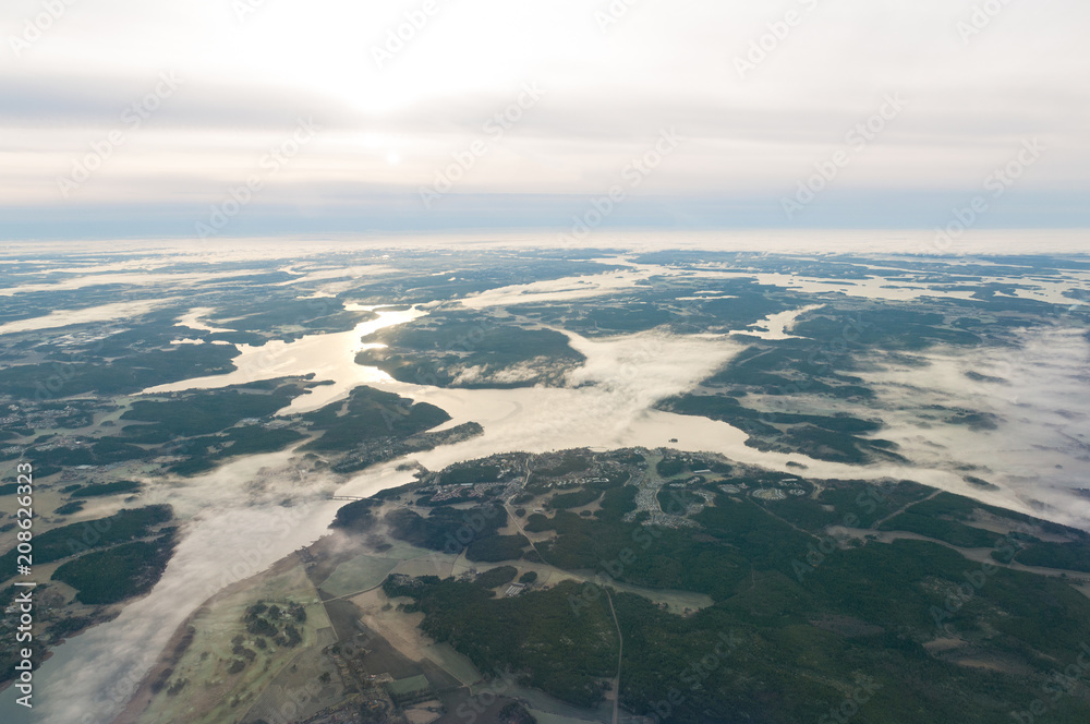 Sweden Scandinavian coast drone aerial landscape sea sunrise