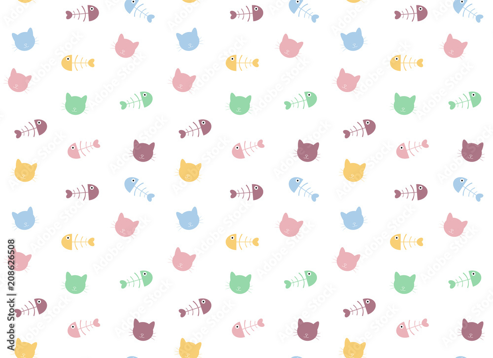 cat and fishbone pattern background cat and fishbone pattern background