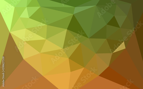 Light Green, Yellow vector triangle mosaic cover with a heart in a centre.