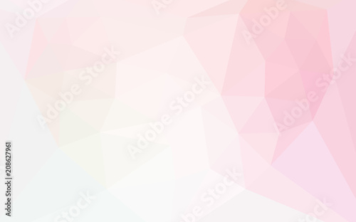 Light Pink, Yellow vector polygonal template with a heart in a centre.