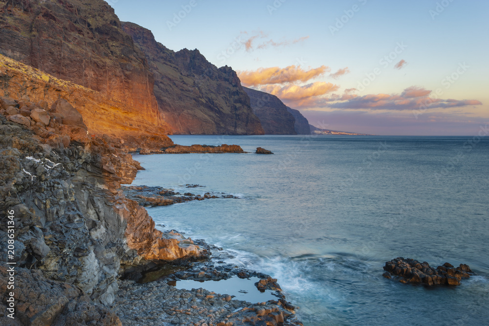 seascape,cliffs of los Gigantes seen from the cape of Punta del teno, Tenerife