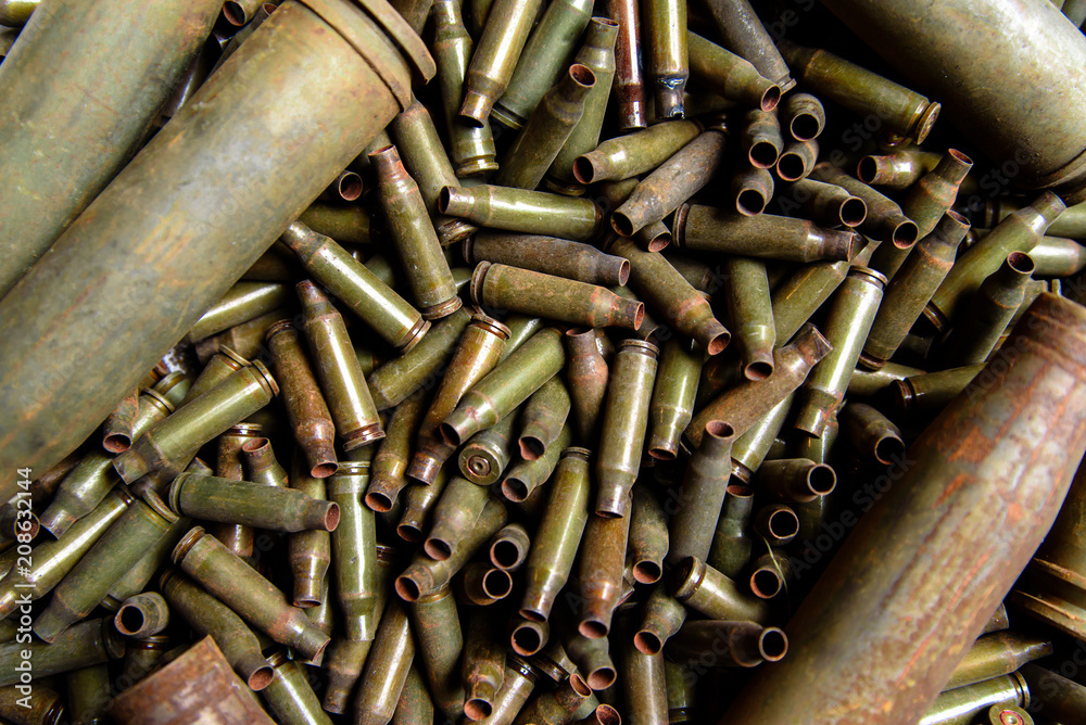 Sleeves from the machine gun and large-caliber machine gun. Sleeves from the machine gun and large-caliber machine gun.