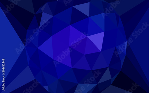 Dark BLUE vector shining triangular layout with a gem in a centre.