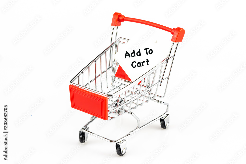 Add to Cart or basket, online shopping concept. Shopping cart isolated on white  background. Stock Photo | Adobe Stock