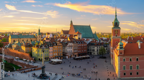 Warsaw, Royal castle and old town at sunset © Mike Mareen