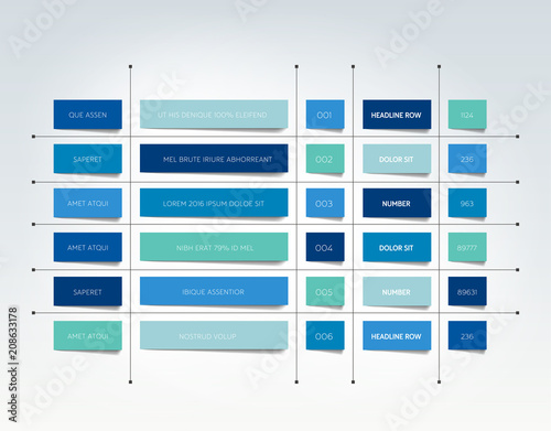 Table, schedule, tab, planner, infographic design template. Vector.