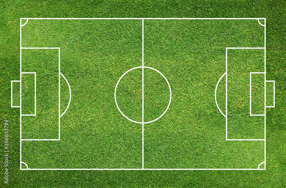 Football field or soccer field with green grass pattern and texture background.
