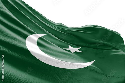 Isolated Pakistani Flag waving 3d Realistic fabric