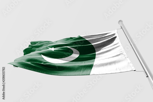 Isolated Pakistani Flag waving 3d Realistic fabric photo