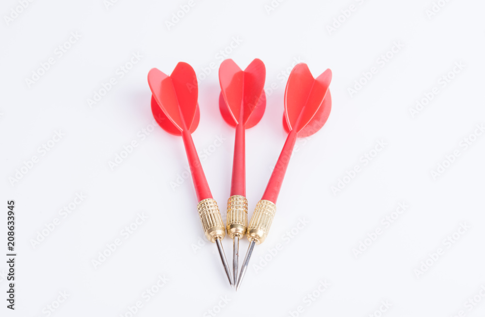 Three red darts on a white background Three red darts on a white background