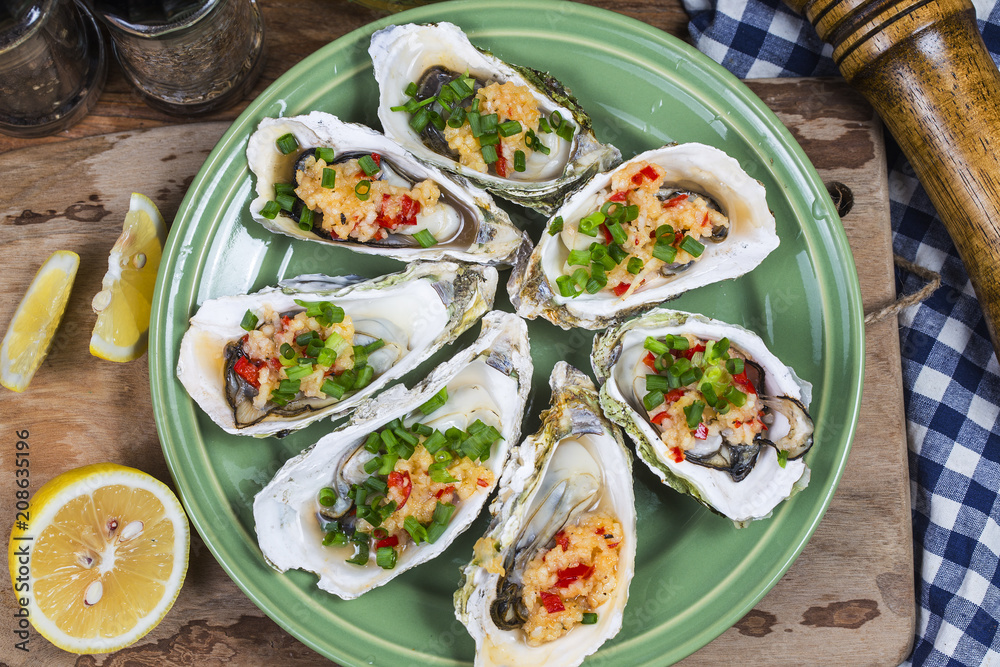 Roast oysters plate