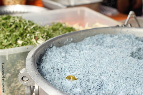 Ramadhan Bazaar - The blue rice of Nasi kerabu photo