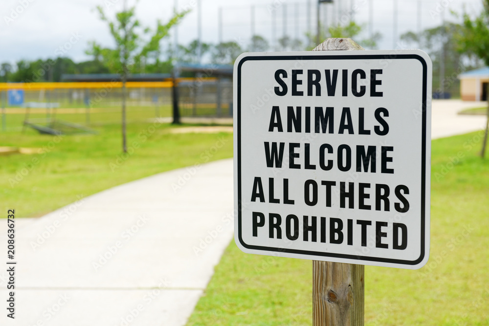 Service animals welcome sign