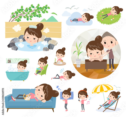 Bun hair mom Pants style_relax