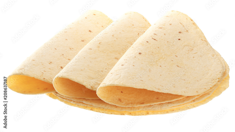 Yellow tortillas isolated on white background. Yellow tortillas isolated on white background.