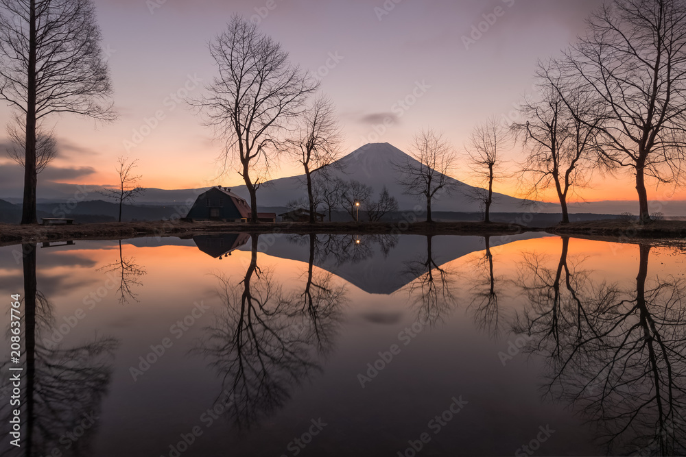 Mountain Fuji in the morning at Fumotopara camping ground, Fujinomiya , Shizuoka prefecture