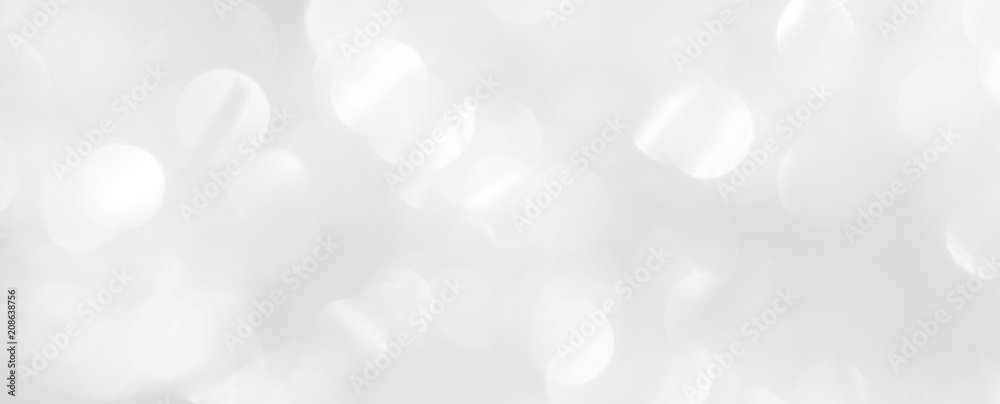 White background. Template for a Christmas greeting card with blurry shiny circles. - obrazy, fototapety, plakaty 