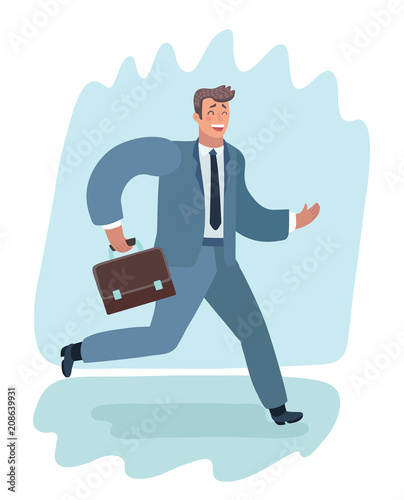 Businessman running with briefcase icon, 