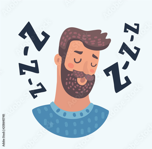 Male person with sleepy eyes