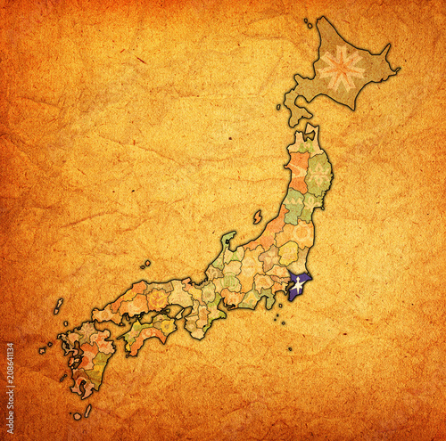 chiba prefecture on administration map of japan