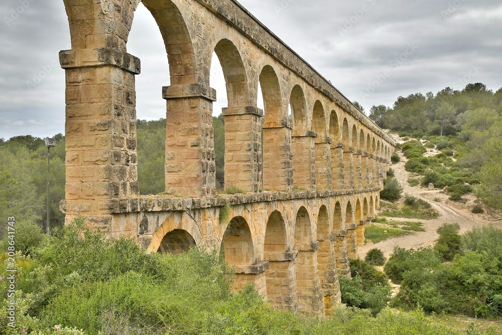 Ferreres Aqueduct, also known as the Pont del Diable, a Roman aqueduct built to supply water to the ancient city of Tarraco, today Tarragona in Catalonia, Spain.