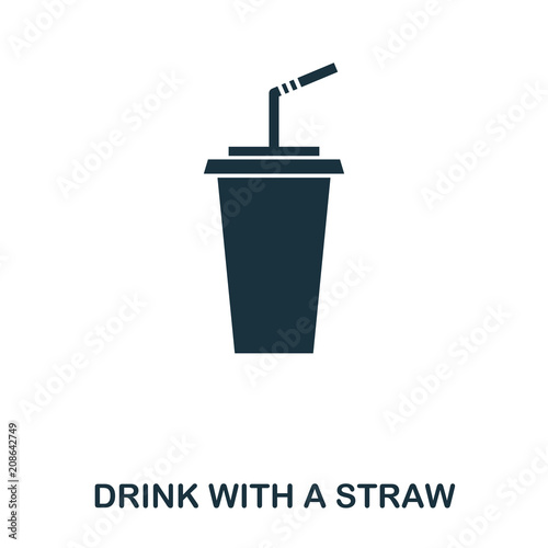 Drink With A Straw icon. Mobile apps, printing and more usage. Simple element sing. Monochrome Drink With A Straw icon illustration.