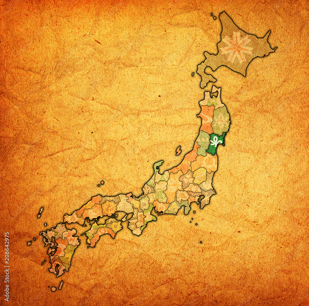 miyagi prefecture on administration map of japan