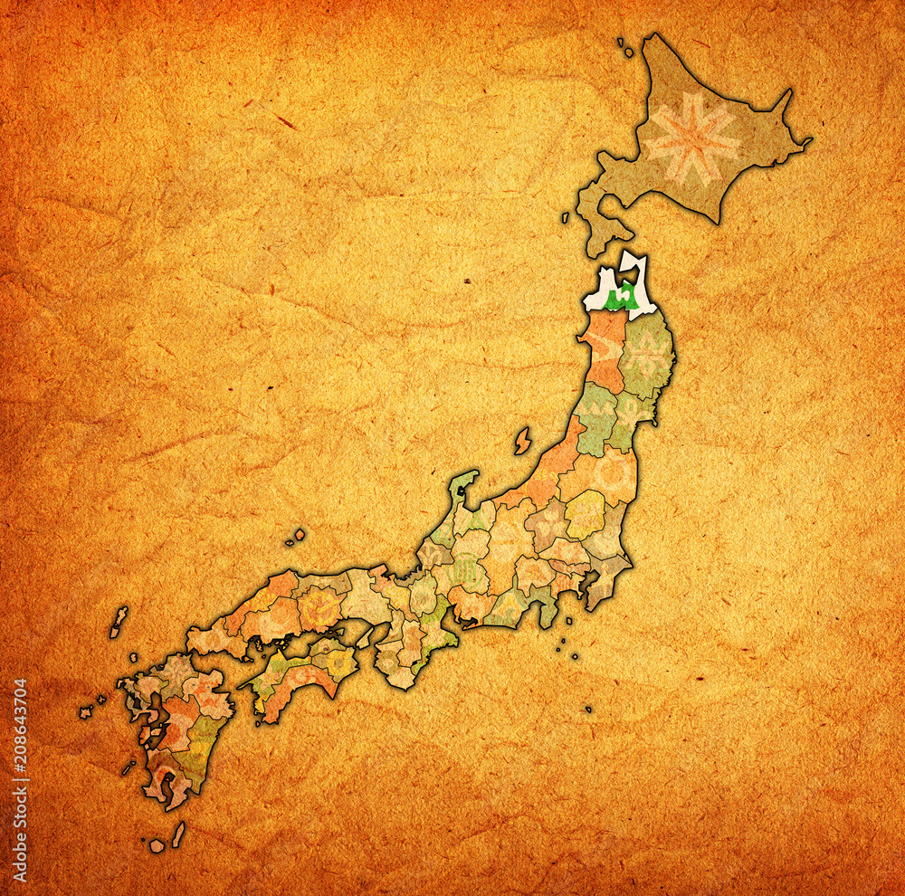 aomori prefecture on administration map of japan