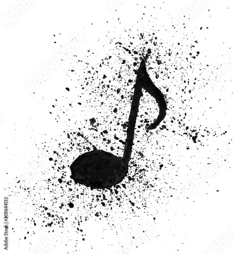 Vector illustration grunge texture hand painted watercolor musical notes