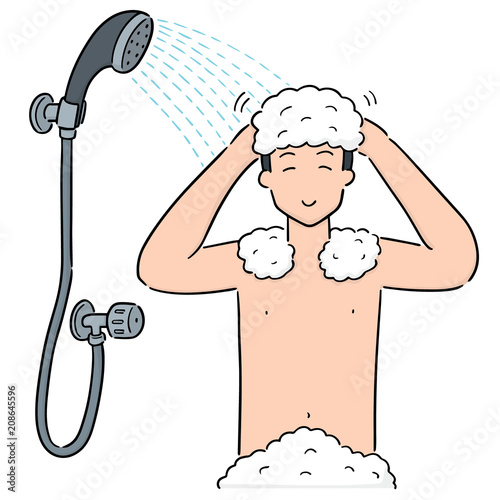 vector of man showering