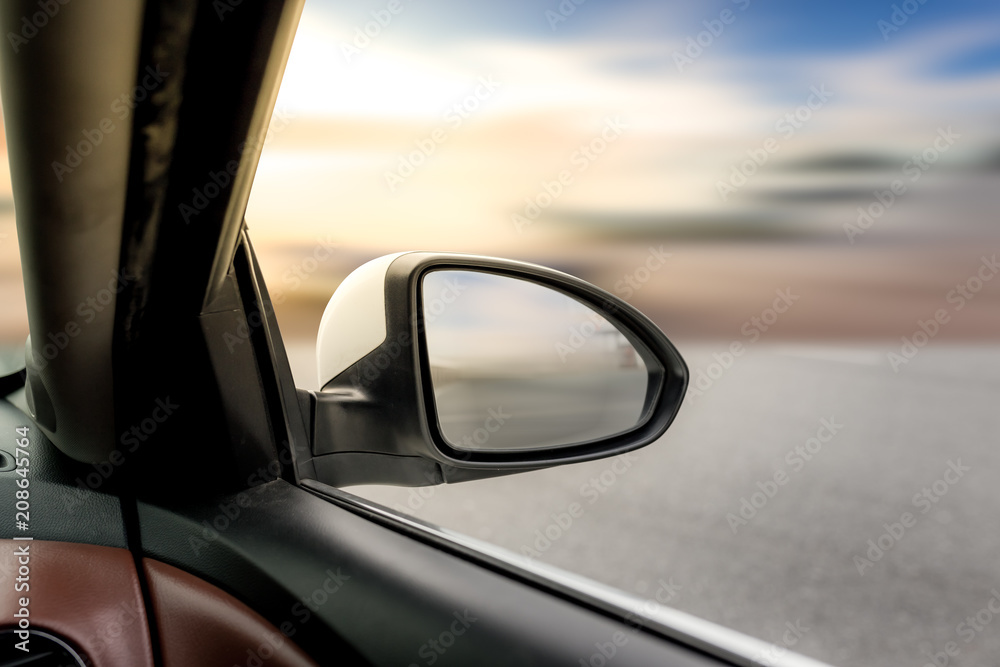 car side mirror view with beautiful sky car side mirror view with beautiful sky