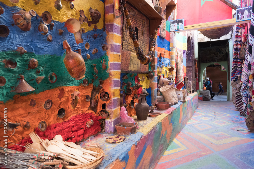 Moroccan handmade crafts, in the narrow street in Morocco Moroccan handmade crafts, in the narrow street in Morocco