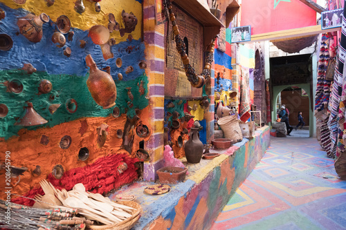 Moroccan handmade crafts, in the narrow street in Morocco 