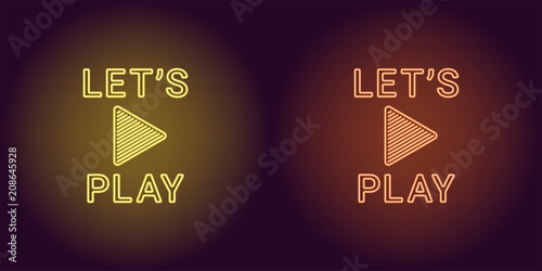 Neon icon of Yellow and Orange Lets Play
