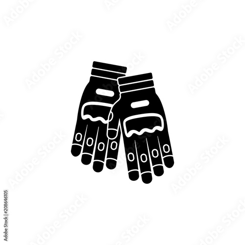 Motor sport biker military style gloves isolated icon