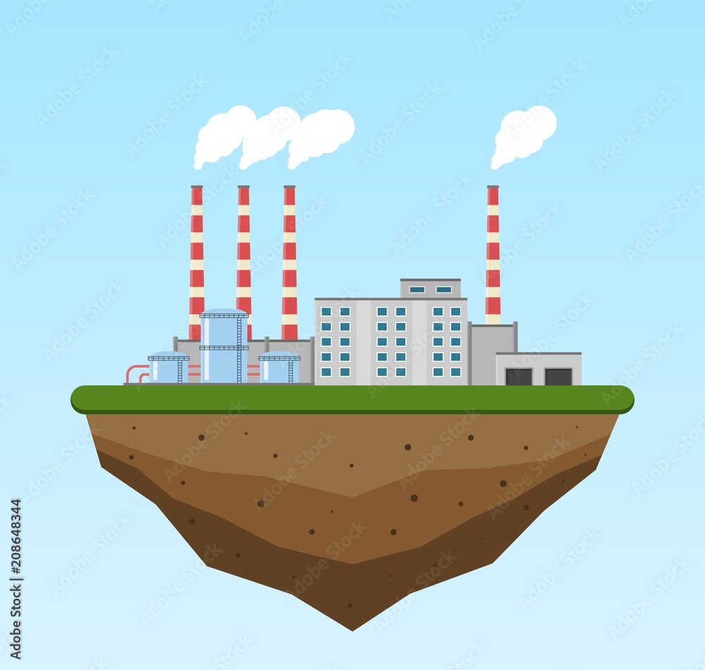 Obraz premium Industrial production building earth background. Factory in the flat style.