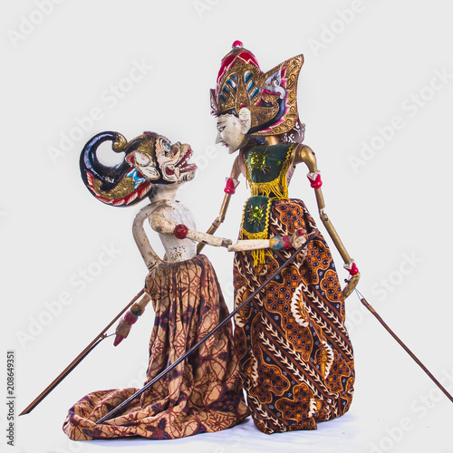 Traditional indonesian javanese puppet /doll/toys,  impressive performance scene photo