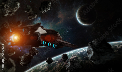 Fototapeta Naklejka Na Ścianę i Meble -  Distant planet system in space with exoplanets 3D rendering elements of this image furnished by NASA