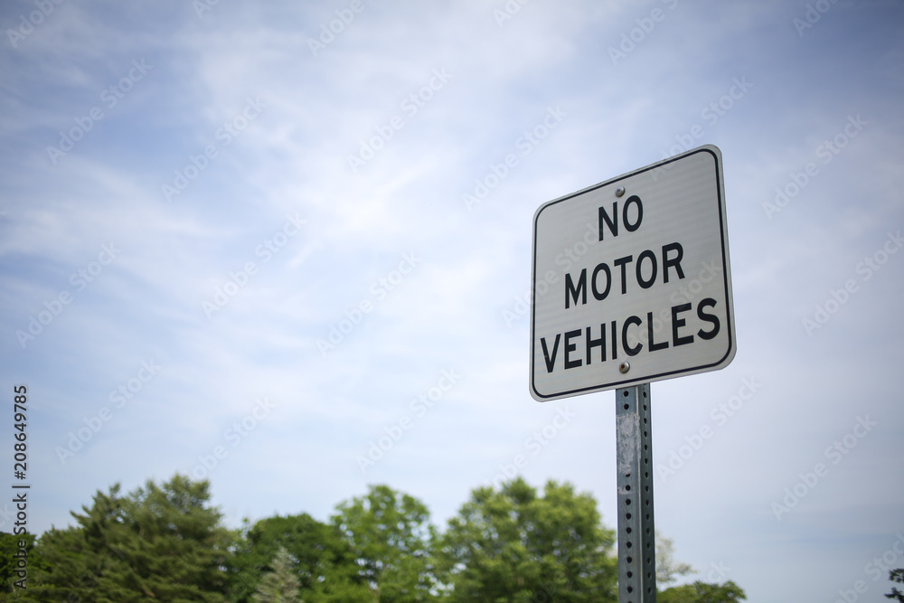 Isolated No Motor Vehicles Street Sign
