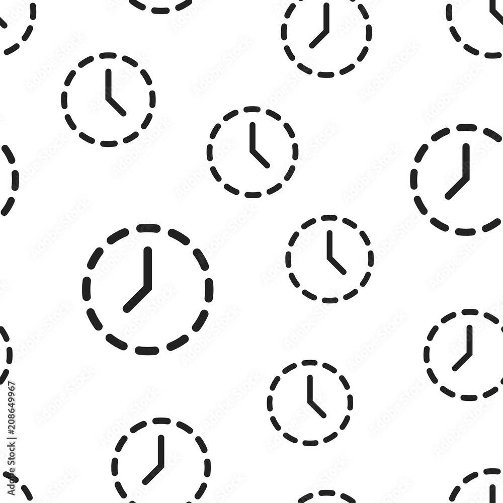 Clock time icon seamless pattern background. Business concept vector illustration. Timer symbol pattern.