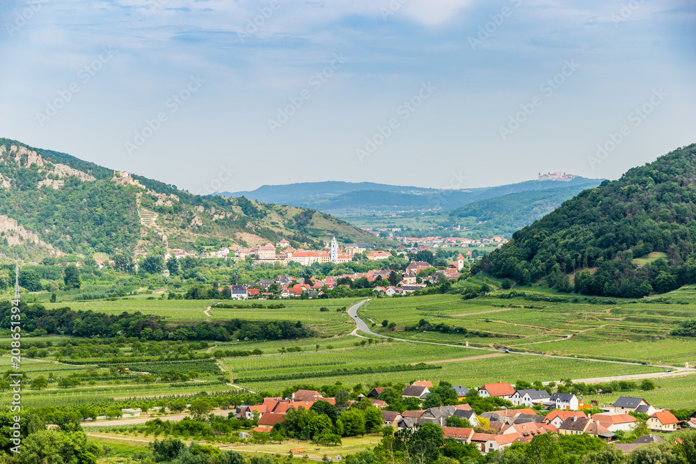 Landscape of Wachau valley, Danube river, Austria.