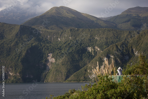 A view from a lake and mountains in Otavallo region near Quito, Ecuador