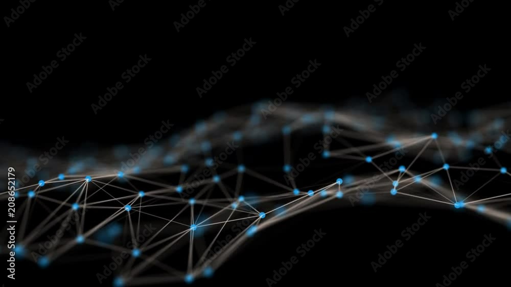 Abstract computer generated seamless loop geometrical motion from chaotic slow moving dots, lines and triangles 4K abstract geometrical animation