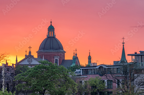 Krakow, Poland, st Peter and Paul church during sunrise