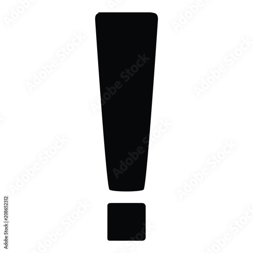 A black and white silhouette of an exclamation mark