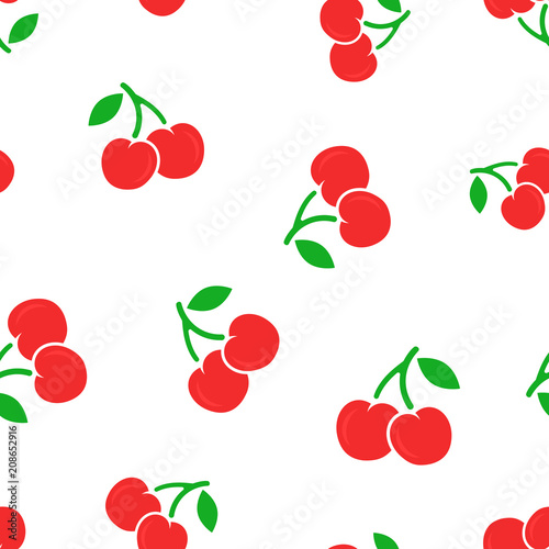 Cherry berry icon seamless pattern background. Business concept vector illustration. Sweet cherry healthy food symbol pattern.