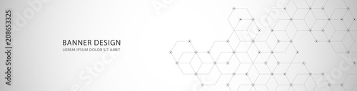 Vector banner design with hexagons abstract background.