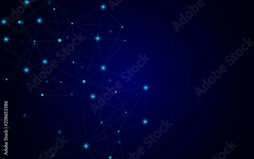 Abstract connection background with lines and dots vector. Geometric network connection and polygonal background.