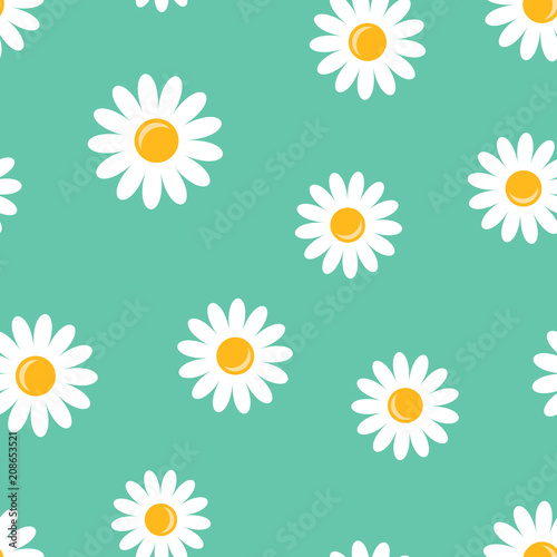 Chamomile flower icon seamless pattern background. Business concept vector illustration. Daisy camomile symbol pattern. © Lysenko.A